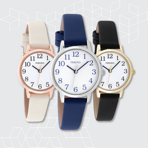 small and lightweight analog watch with clear arabic numbers thin strap easy buckle closure for women wholesale
